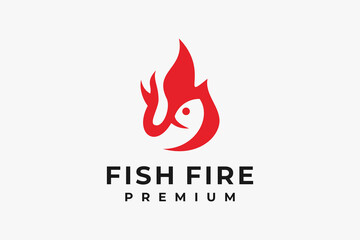 fire logo with negative space fish