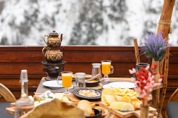 Turkish Breakfast in the Ayder Plateau, Camlihemsin Rize, Turkey