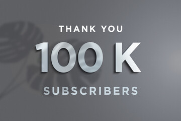 100 K subscribers celebration greeting banner with Steel Design