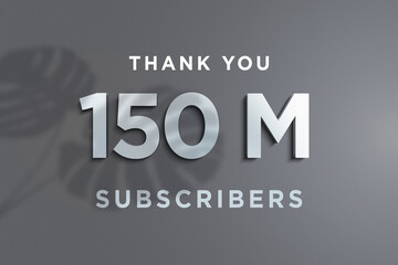 150 Million subscribers celebration greeting banner with Steel Design