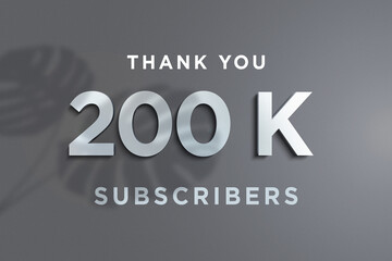 Obraz premium 200 K subscribers celebration greeting banner with Steel Design