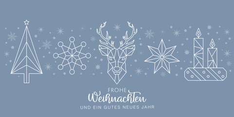 Naklejka na ściany i meble Frohe Weihnachten deutscher Text - Merry Christmas German Vector Illustration Bannner