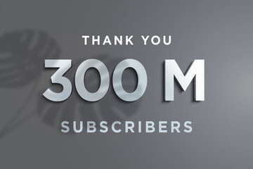 300 Million  subscribers celebration greeting banner with Steel Design