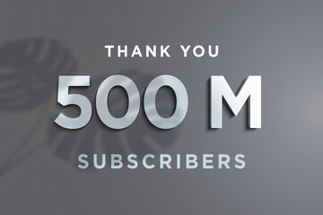500 Million  subscribers celebration greeting banner with Steel Design