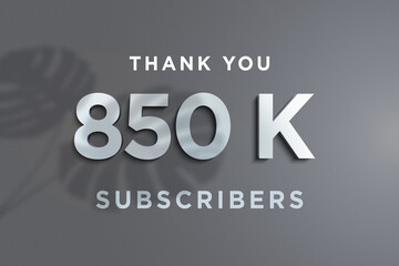 850 K  subscribers celebration greeting banner with Steel Design