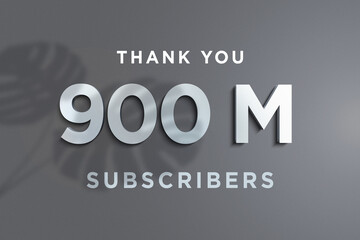 900 Million  subscribers celebration greeting banner with Steel Design