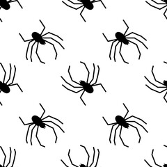 Spider vector seamless pattern on a white background. Insect pattern print on textiles, paper, wrapping paper theme