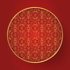 Traditional chinese round pattern frame. Oriental, japanese circle.