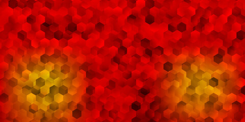 Light orange vector texture with colorful hexagons.