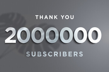 2000000 subscribers celebration greeting banner with Steel Design