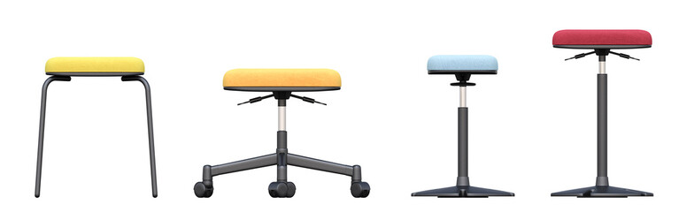 office chair isolated on white background, interior furniture, 3D illustration, cg render