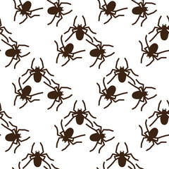 Spider vector seamless pattern on a white background. Insect pattern print on textiles, paper, wrapping paper theme