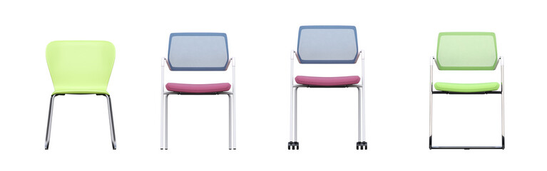 office chair isolated on white background, interior furniture, 3D illustration, cg render