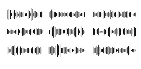 podcast sound waveform icon for music player, video editor, voise message in social media chats, voice assistant, dictaphone. vector illustration logo