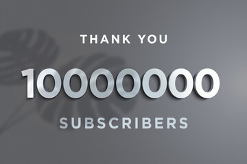 10000000 subscribers celebration greeting banner with Steel Design