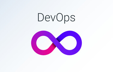 DevOps icon. software development - Dev and IT operations - Ops . loop eight logo for software technology companies. bright gradient icon - obrazy, fototapety, plakaty
