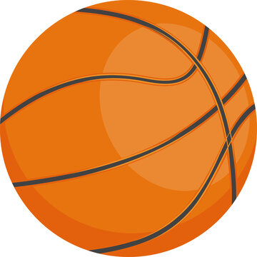 Basketball semi flat color  raster object. Sporting equipment. Sports gear. Fitness tool. Full sized item on white. Simple cartoon style illustration for web graphic design and animation