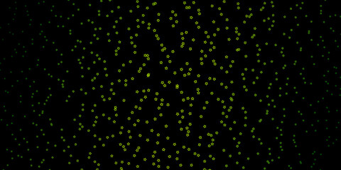 Dark Green, Yellow vector texture with beautiful stars.