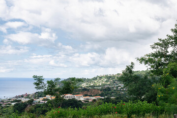 Caribbean coastal city of Roseau in Dominica, with access to the Caribbean sea