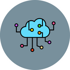 Cloud Computing Multicolor Circle Filled Line Icon