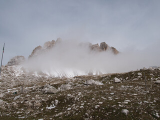 Around Tre Cime di Lavaredo in autumn. Dolomites, Italy.