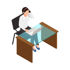 Casual Businesswoman Isometric Composition