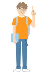 指差しポーズの若い男性