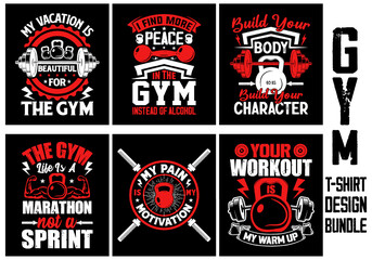 Gym T-shirt design bundle, Gym motivational quote, Workout inspirational t shirt design, Fitness t shirt design