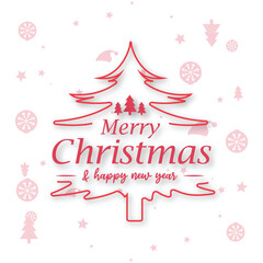 Elegant Merry Christmas tree with typography design