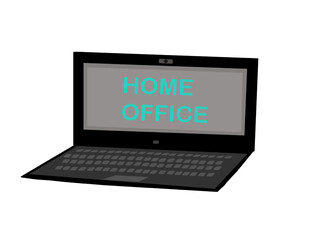 Home office and freelance working concept with single laptop vector design, only laptop drawing isolated on white background.