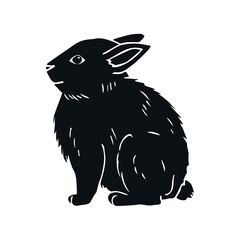 Vector hand drawn doodle sketch black bunny rabbit isolated on white background