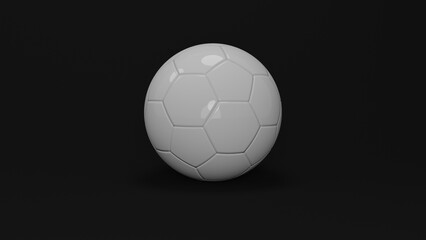 Fototapeta na wymiar White soccer shiny leather ball isolated on black background. Football concept. Sport. 3D render