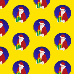 Santa Claus, background with seamless pattern, repeating vector illustration.