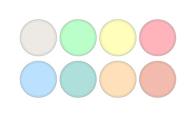 sticker round, set sticker, pastel tones, collection of stickers