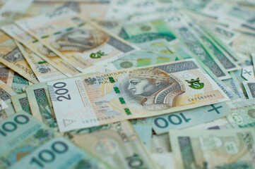 Polish banknotes - paper currency background.