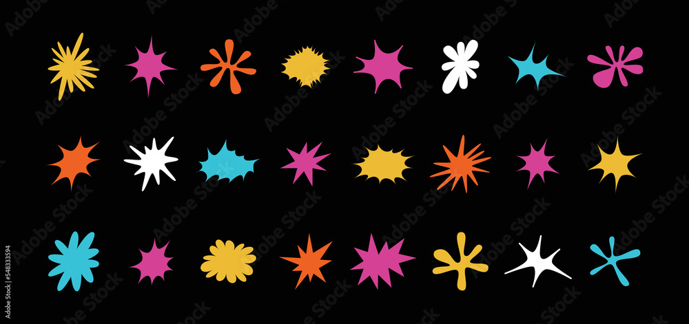Poster Vector set of minimalist design elements, futuristic shapes and geometric figures and stars - abstract background elements for branding, packaging, prints and social media posts