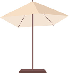 Beach umbrella semi flat color raster object. Full sized item on white. Sheltering from sun. Protect from harsh UV rays. Simple cartoon style illustration for web graphic design and animation