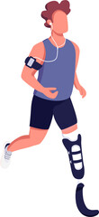 Professional athlete with prosthetics semi flat color raster character. Running figure. Full body person on white. Simple cartoon style illustration for web graphic design and animation