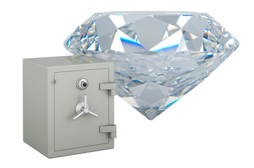 Diamond with Combination Safe Box, 3D rendering