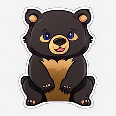 Obraz premium Asian black bear animal cartoon sticker