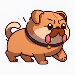 Fat dog walking cartoon icon cartoon style