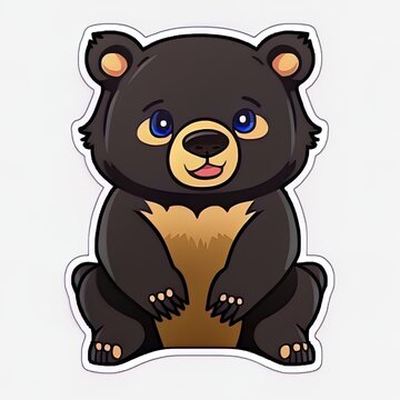 Asian black bear animal cartoon sticker