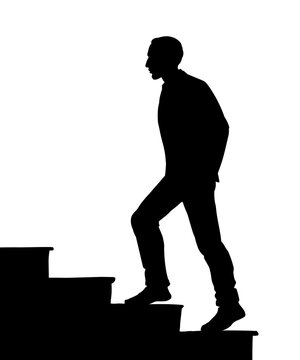 recommend clip art: Vector drawing. Man rise up on stais