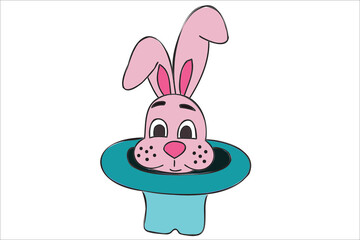 The picture shows a rabbit coming out of a magician's hat, the picture is intended for printing cards, clothes and cloth, for Christmas, Christmas, New Year and you can use it in different occasions.