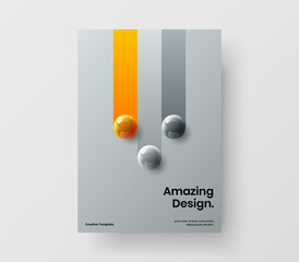 Vivid annual report A4 vector design concept. Multicolored 3D spheres brochure template.