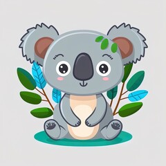 Koala cute animal, cartoon and flat style, illustration