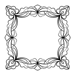 Hand drawn doodle frame on white background. Decorative vector design element with copy space for text.