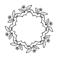 Hand drawn doodle frame on white background. Decorative vector design element with copy space for text.