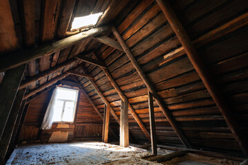 Abstract grunge wooden interior, perspective view