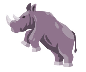 Rhinoceros rhino giant animal standing with two legs grey color cartoon illustration